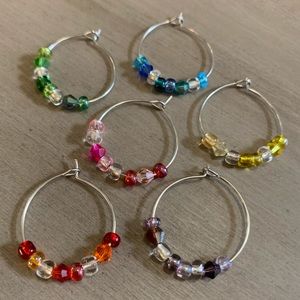 Colorful wine 🍷 charms for hosting, six pieces